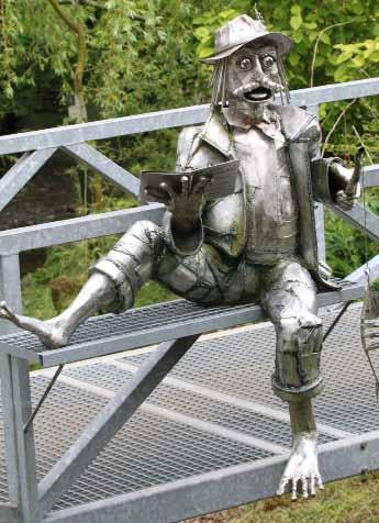 Metallener Vodník am Eingang des Gartencenters
